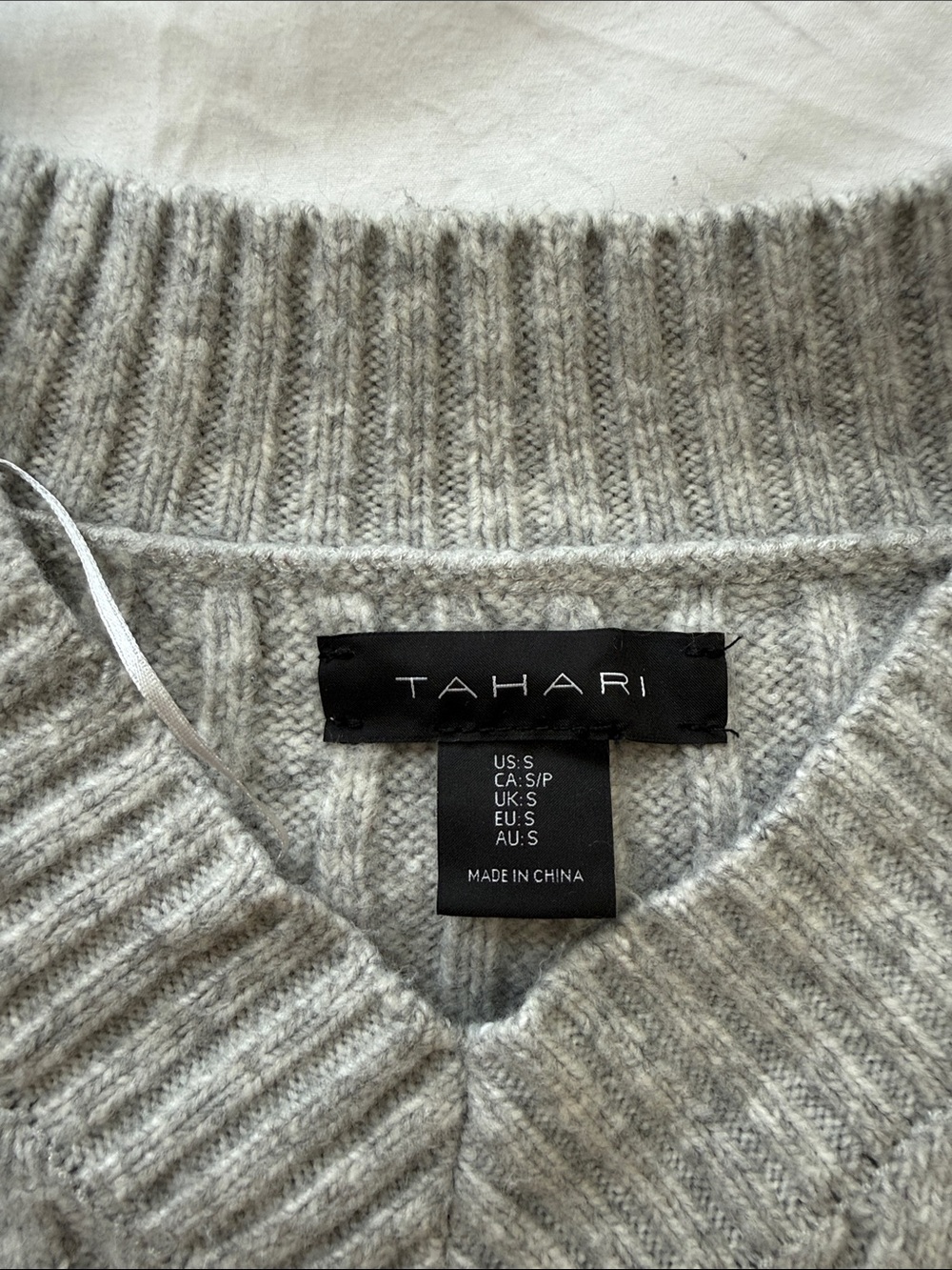 Tahari Gray Rib-Knit Belted Sweater Dress - Picture 2 of 4